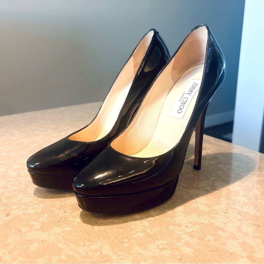 Jimmy Choo Black Cosmic Platform Pump, 7.5 (37.5)